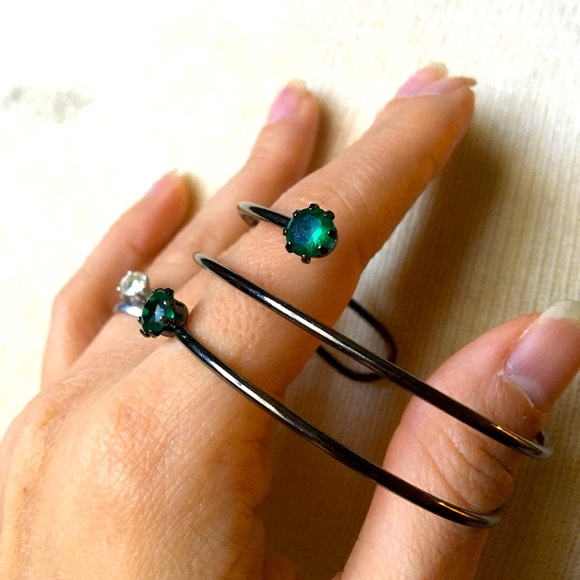 Bracelet green gems and dark grey steel - Picture 4 of 6